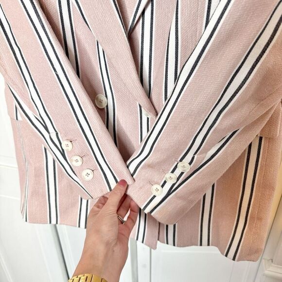 FREE PEOPLE Uptown Girl Oversized Blazer in Rose Pink Striped Women’s Size S - Picture 4 of 11
